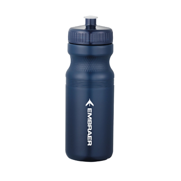 Embraer 24oz Sports Bottle – Navy squeeze bottle with twist-on lid and push-pull spout