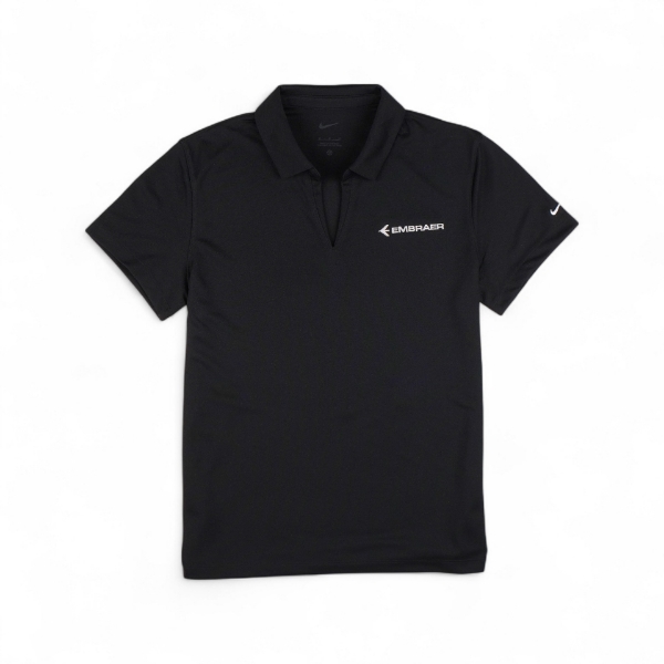 Embraer Women's Black Dri-FIT Polo by Nike, with left chest logo