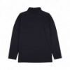 Back side of lightweight women’s pullover in dark heather fabric, long sleeve style