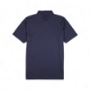 Plain back of men’s navy Oceanside polo with short sleeves and flat collar
