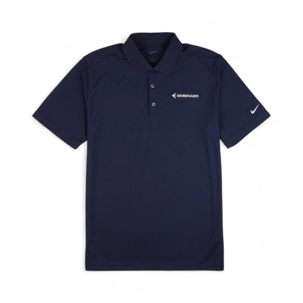 Men’s navy Nike Dri-FIT polo with Embraer logo and swoosh on sleeve