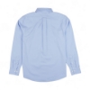 Back view of Embraer Pinpoint Stretch Dress Shirt in light blue showing pleated back panel and long sleeves
