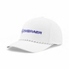 Angled front-right view of the Embraer Premium Linen Dad Cap highlighting structure and logo.