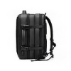 Side profile of the Embraer Luke Case backpack displaying its expandability, compression straps, USB port, and contoured side handle.