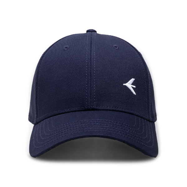 Front view of the navy Embraer Cap with white embroidered logo and structured crown