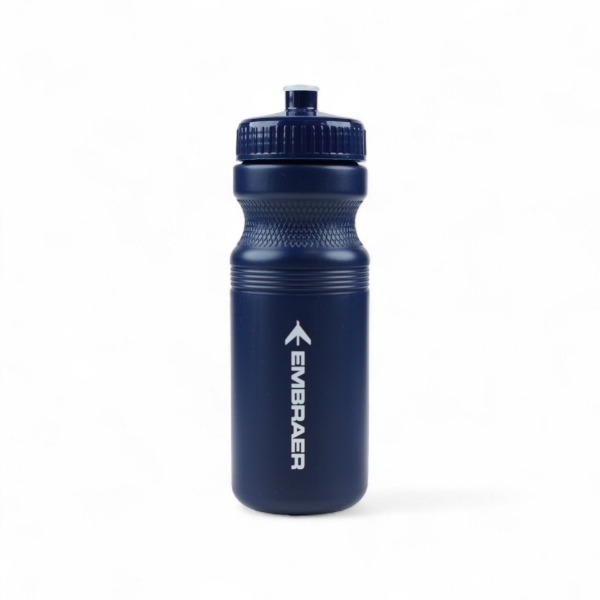 Embraer 24oz Sports Bottle – Navy squeeze bottle with twist-on lid and push-pull spout