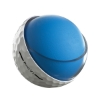Cross-sectional view of Titleist Pro V1 golf ball showing blue core and white dimpled shell