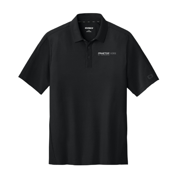 Black OGIO Embraer Praetor 600E polo shirt with left‑chest embroidery