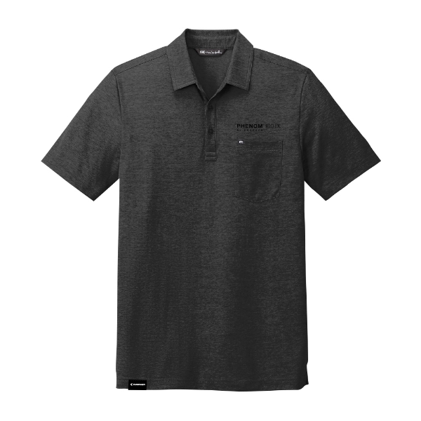 Black heather Phenom 100EX polo with left‑chest logo above the pocket