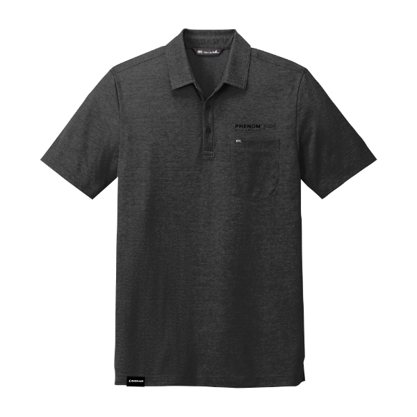 Black heather Phenom 300E polo with left‑chest pocket and logo
